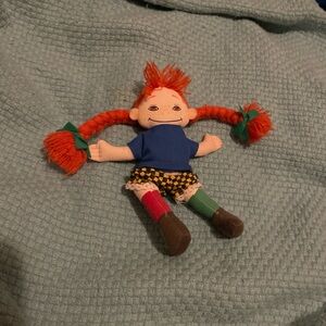 Vintage 1988 Pippi Longstocking Plush Doll Omega Toy Original -Read